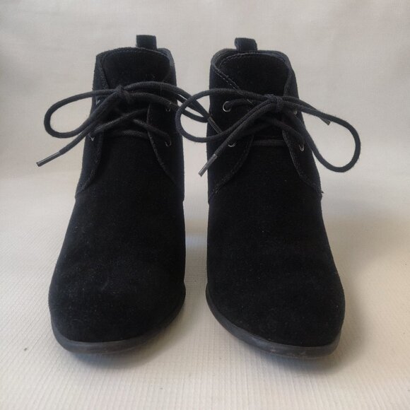 Lucky Brand Black Suede Lace Up Ankle Booties - Picture 2 of 8